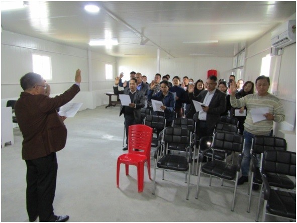 The pledge oath recited by Nodal Officer in presence of CMO, Dr Tumchobeni, Dy CMO Dr Imchatoshi, DVBO Dr Kevilhoulie Meyase, Drug Inspector, DPMU and staff of CMO establishment.